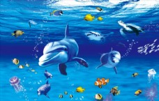 海底世界海洋世界儿童墙面艺术设计背景底