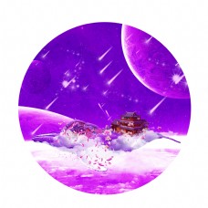 紫色梦幻鲸鱼星空游动