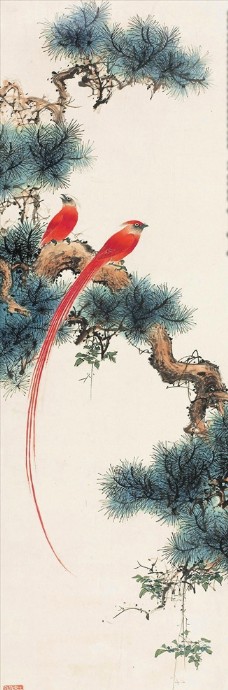 画中国风植物树枝花鸟中国风国画