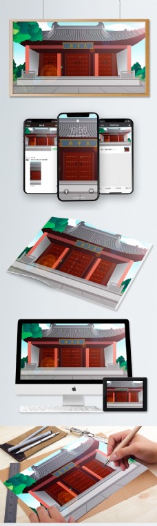 中国风历史建筑夫子庙