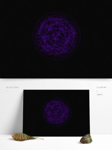 几何图形科技风紫色圆形互联网网络装饰元素