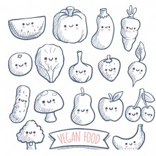 蔬菜水果手绘卡通水果蔬菜元素