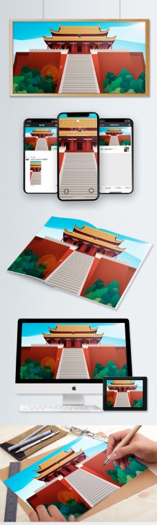 中国风历史建筑龙亭公园