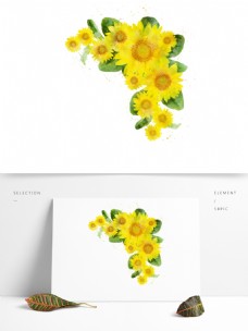 向日葵黄色花朵原创元素边框元素花边花框