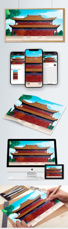 中国风历史建筑大雄宝殿
