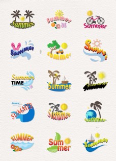 15夏季旅行沙滩度假标签素材