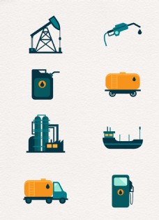 工业制造能源化工石油制造行业卡通图标素材