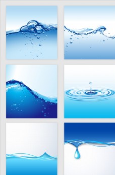 梦幻蓝色水滴水波矢量素材