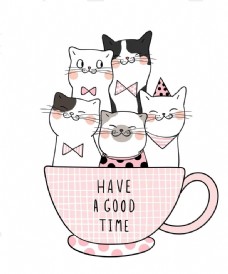 创意卡通矢量猫咪咖啡杯