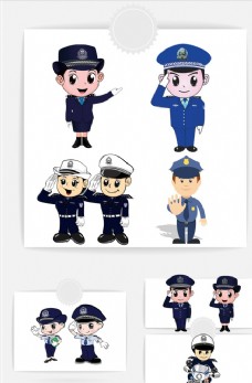 PSD素材卡通警察手绘人物素材
