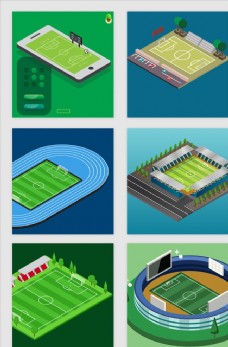 3D地球绿色3D足球场地矢量素材