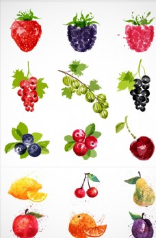水果彩绘草莓插画