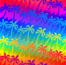 热带彩虹棕榈树循环素材