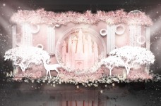 粉色城堡婚礼合影区效果图