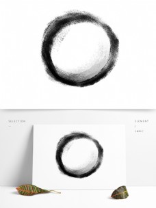 圆形素材手绘黑色圆形水墨边框素材
