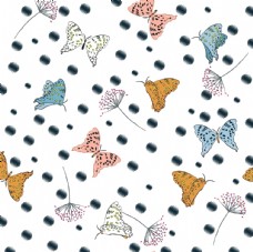 墙纸植物蝴蝶印花图案