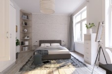 北欧现代简约清凉卧室效果图