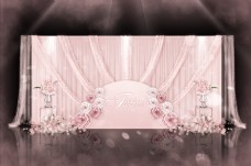 粉色甜美西式婚礼合影区效果图