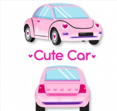 可爱粉色轿车正反面