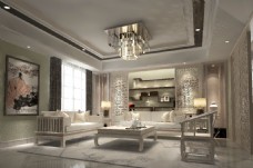 中式现代温馨风格客厅空间MAX