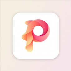 字母P渐变多层次icon图标