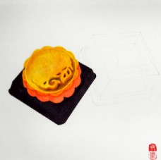 素描彩铅月饼