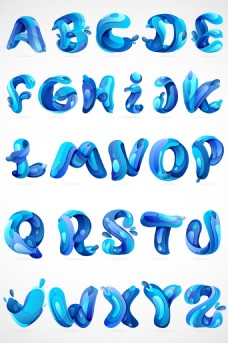 创意英文字母矢量图蓝色