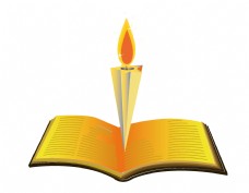 矢量黄色书本蜡烛元素