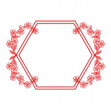 形色边框红色六边形花朵边框插画