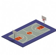 篮球运动创意运动篮球场高端等轴3D