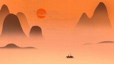 传统节气重阳节夕阳红海报背景素材