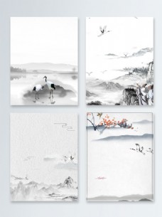 远山中国风水墨山河广告背景图